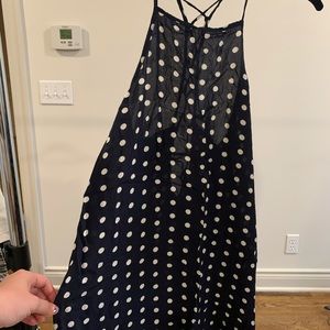 Blue Polka Dot criss cross strap back Dress